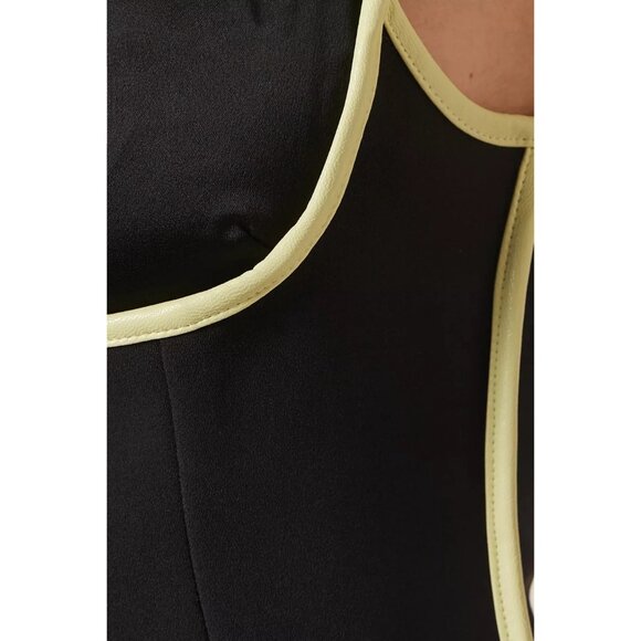 Paris Georgia Womens Dress in Black Leather Lime Small New Midi Cocktail - Picture 12 of 16